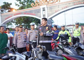 Polres Tulang Bawang Gelar Razia Aksi Balap Liar di Menggala, Puluhan Sepeda Motor Diangkut