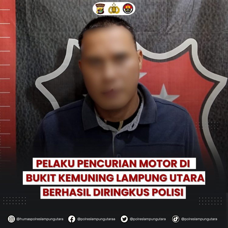 Pelaku Pencurian Motor di Bukit Kemuning Lampura Berhasil Diringkus Polisi