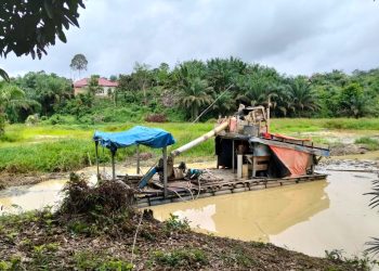 Diduga Ketua BPD Desa Pulau Layang Ikut Bermain PETI Menggunakan Mesin Dompeng
