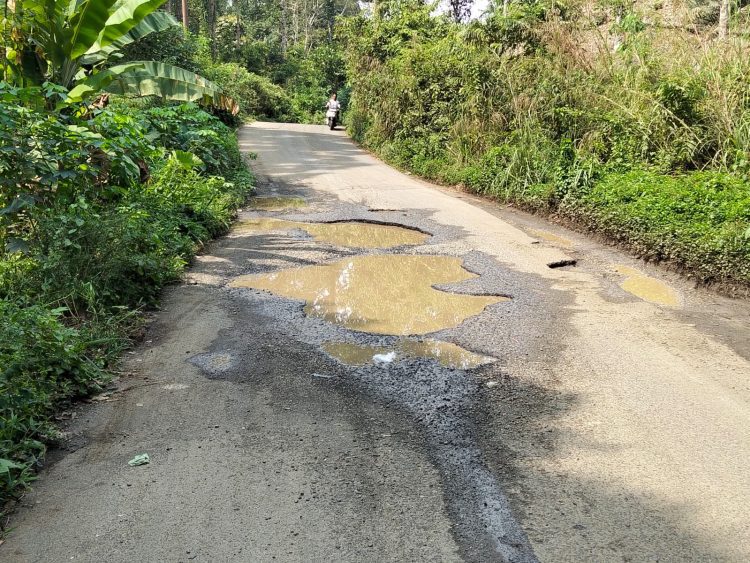 Lubang Tertutup Air,warga Desa Pradun Tembras Minta Pemerintah provinsi Segera Perbaikan Jalan Antar Kecamatan.